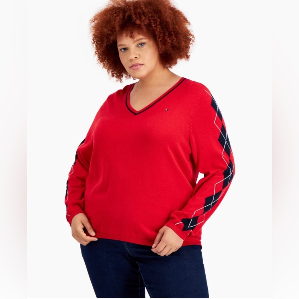 Women's Red V-Neck Sweater
